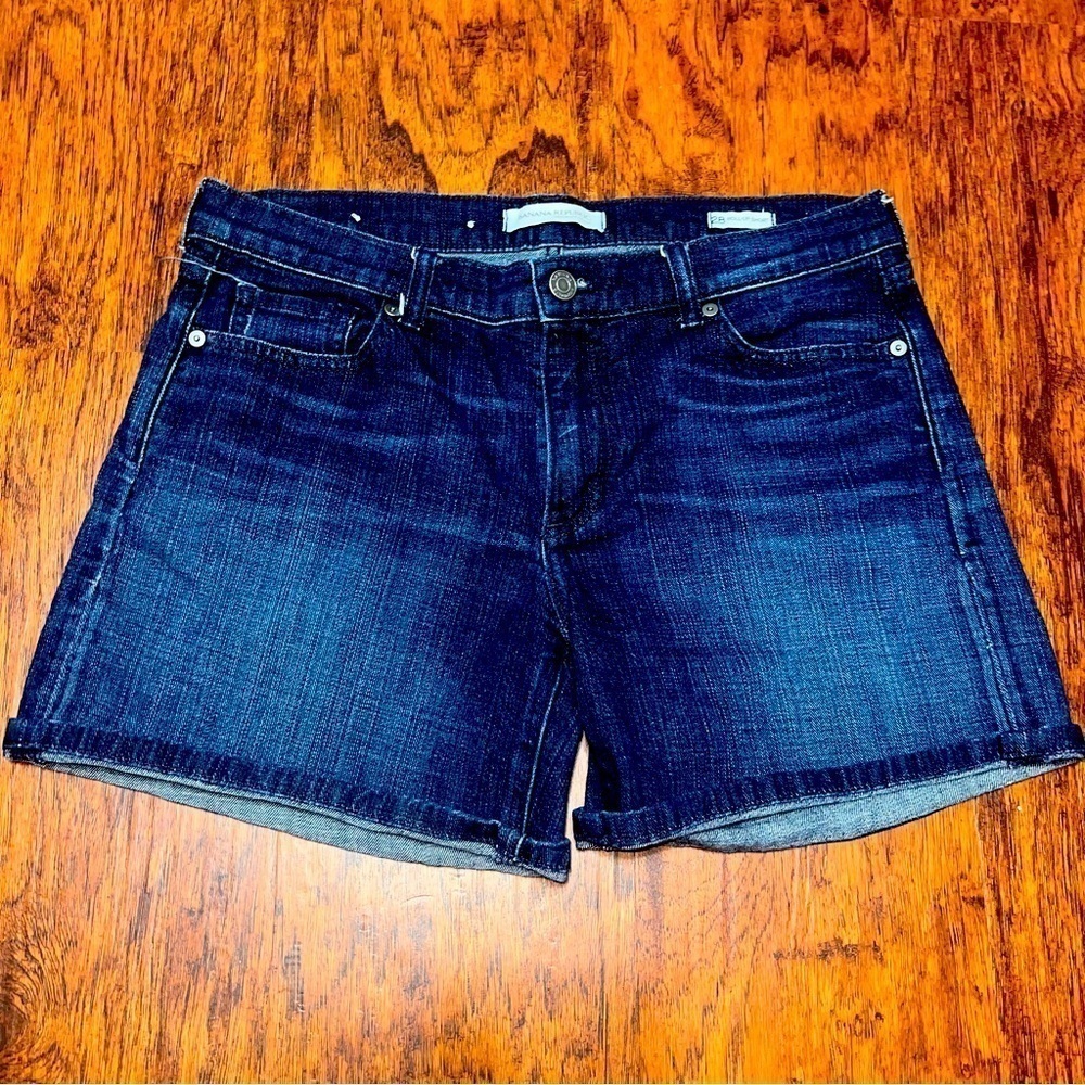 Banana Republic Women’s Jean Shorts Mid-Rise Dark Wash Premium Denim Cotton 28